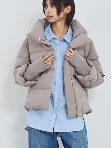 WEB Domani掲載】袖リブシームレススタンドダウン/ロングセラー/定番