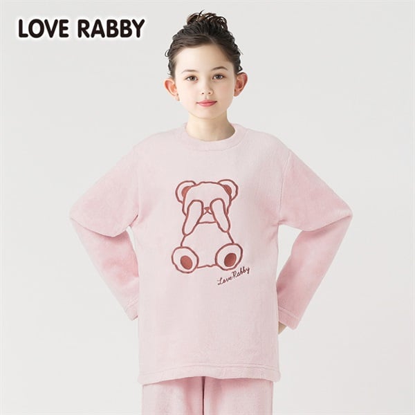 ラブラビ シャギーフリースくま刺繍パジャマ 女の子 キッズ140cm-160cm