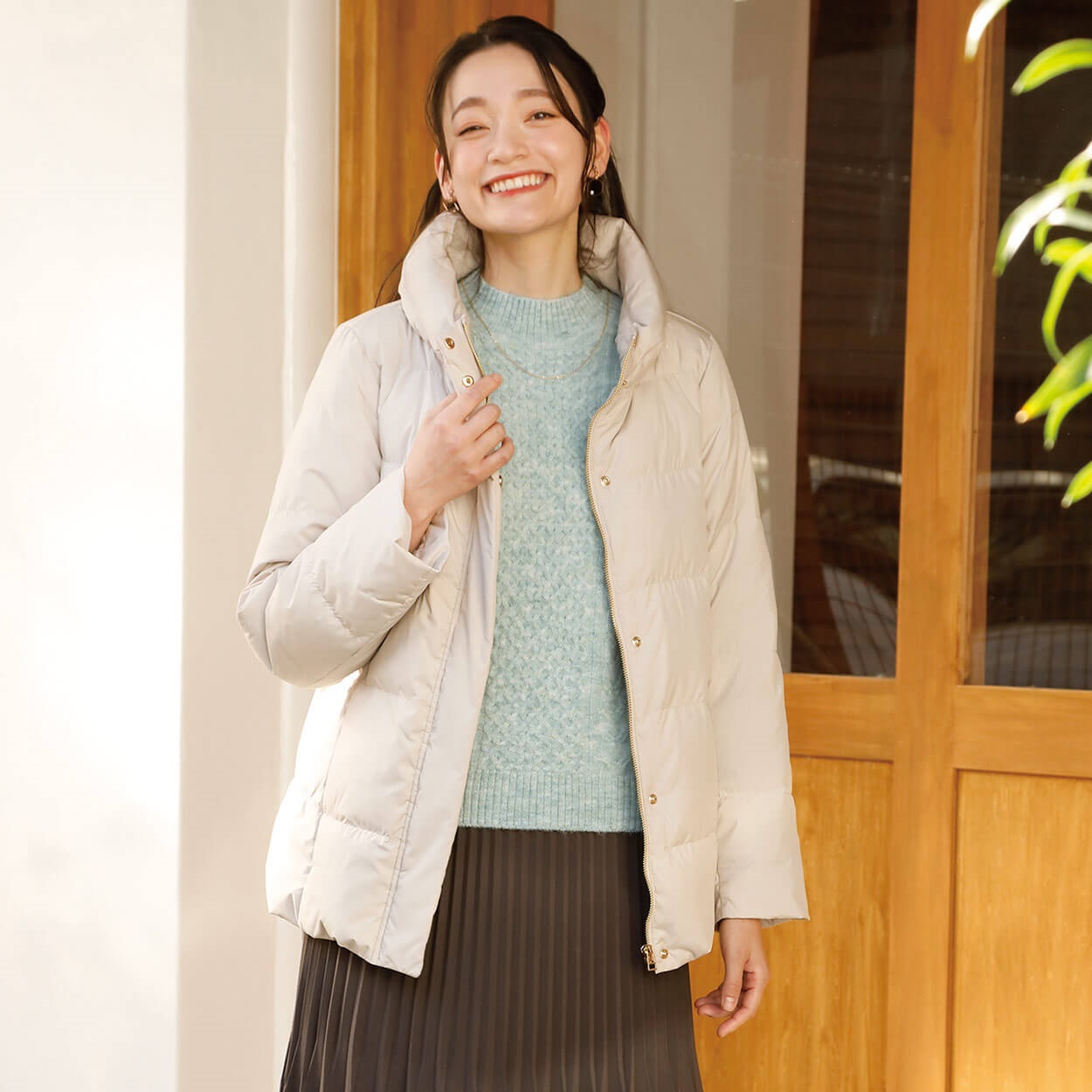 ショールカラーダウンコート レディス ESSEME(エシーム) 230106