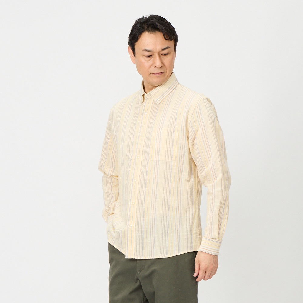 粋楽陽（きらび）強撚ストライプボタンダウンシャツ メンズ | イオン