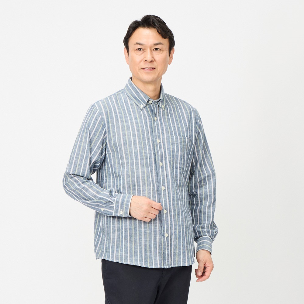 粋楽陽（きらび）強撚ストライプボタンダウンシャツ メンズ | イオン