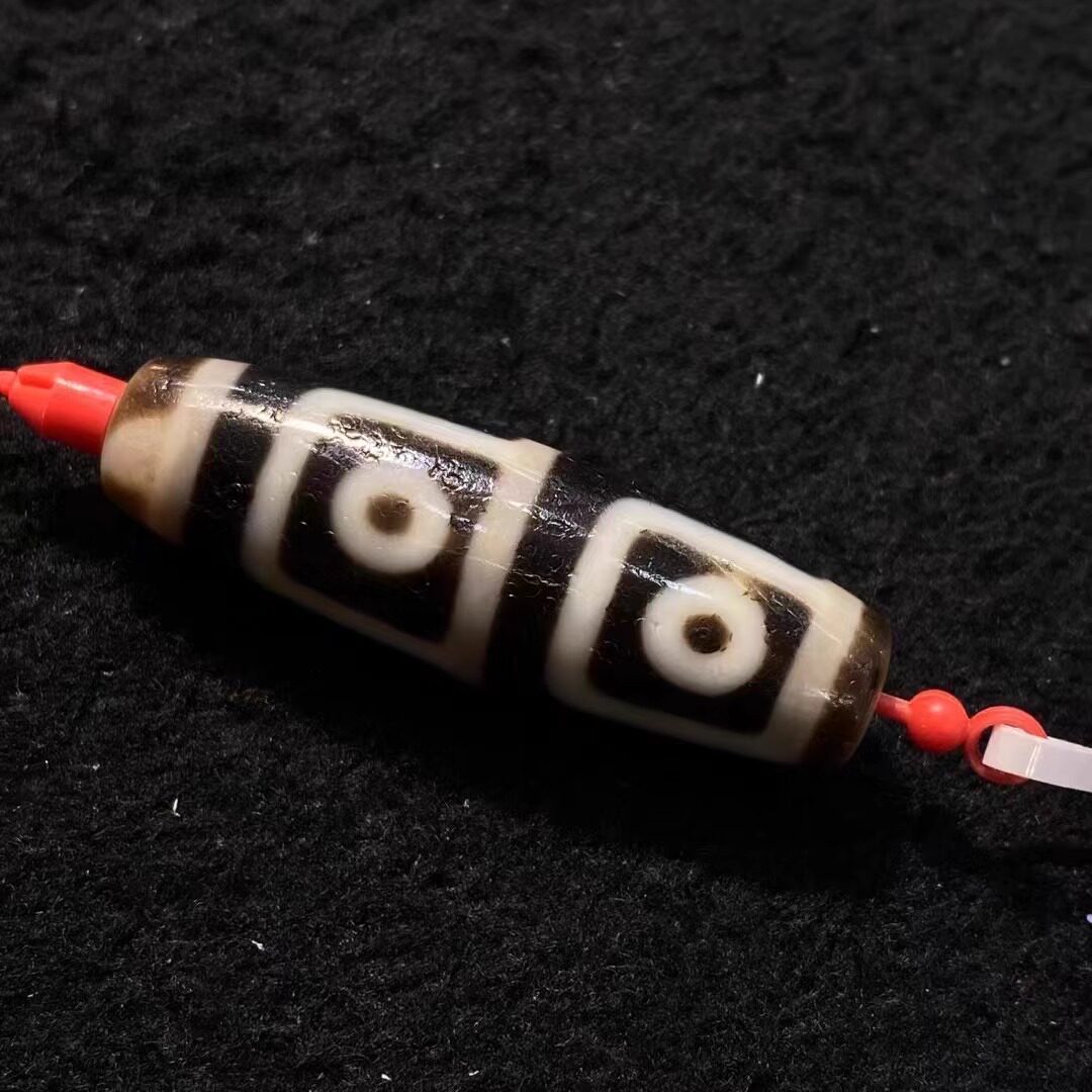 西藏天珠正品地门四眼天珠老矿料长40MM直径12聚源手工｜千年古物也能戴