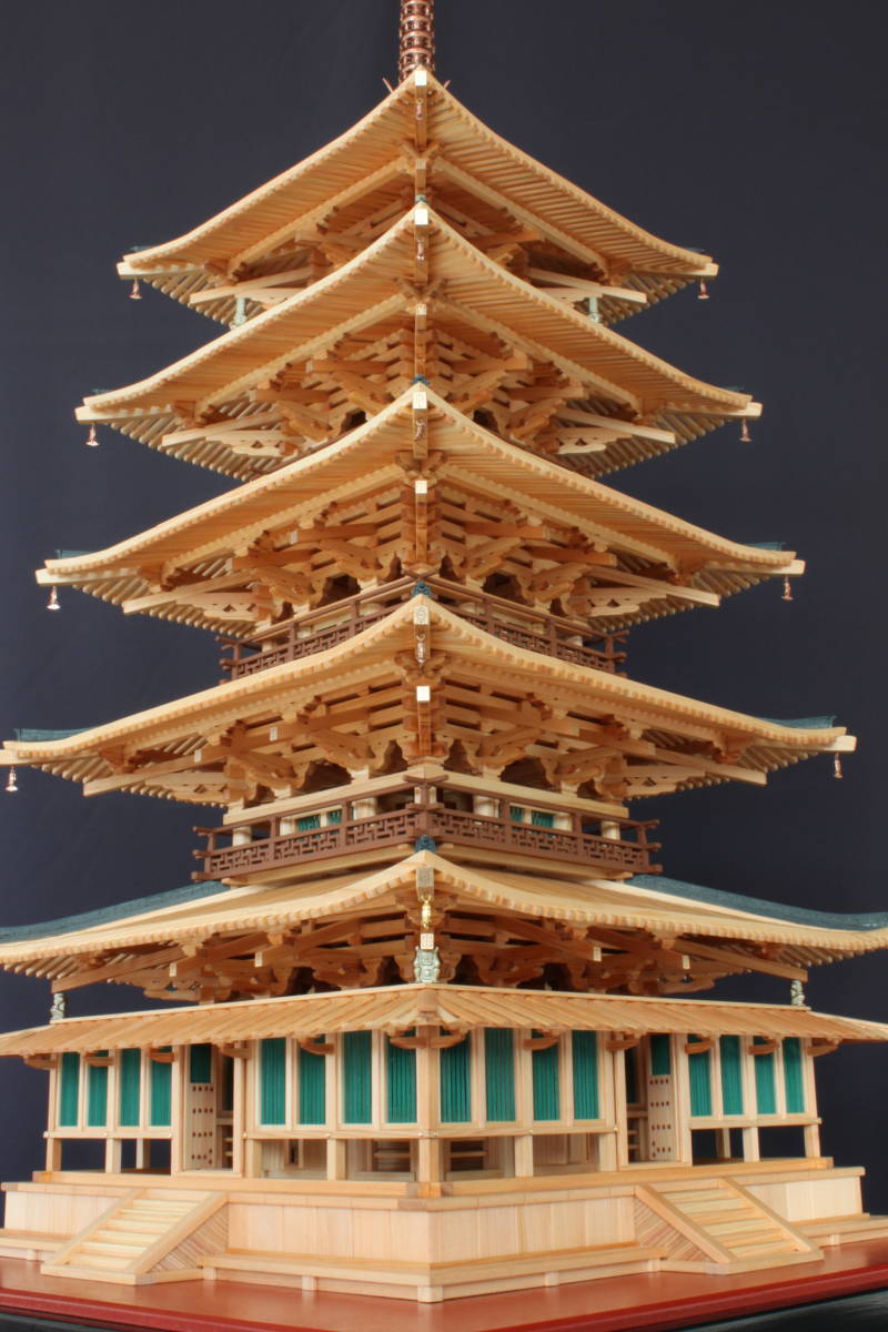 IMAI法隆寺 五重の塔 1/40木製建築 1/40 法隆寺 五重の塔 木製建築模型