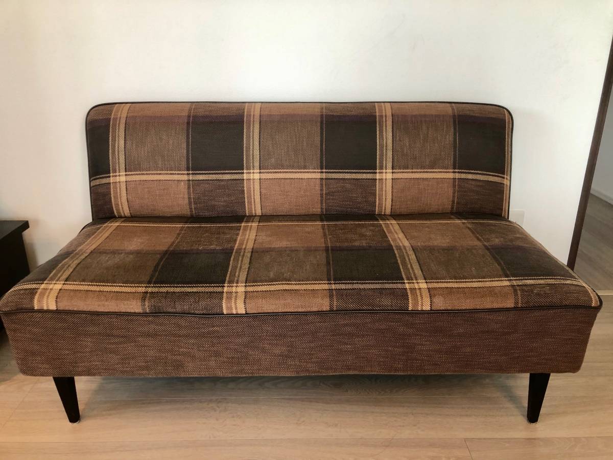 クラッシュゲート チェルシーソファ2P ブラウンチェック柄 2人掛けソファー