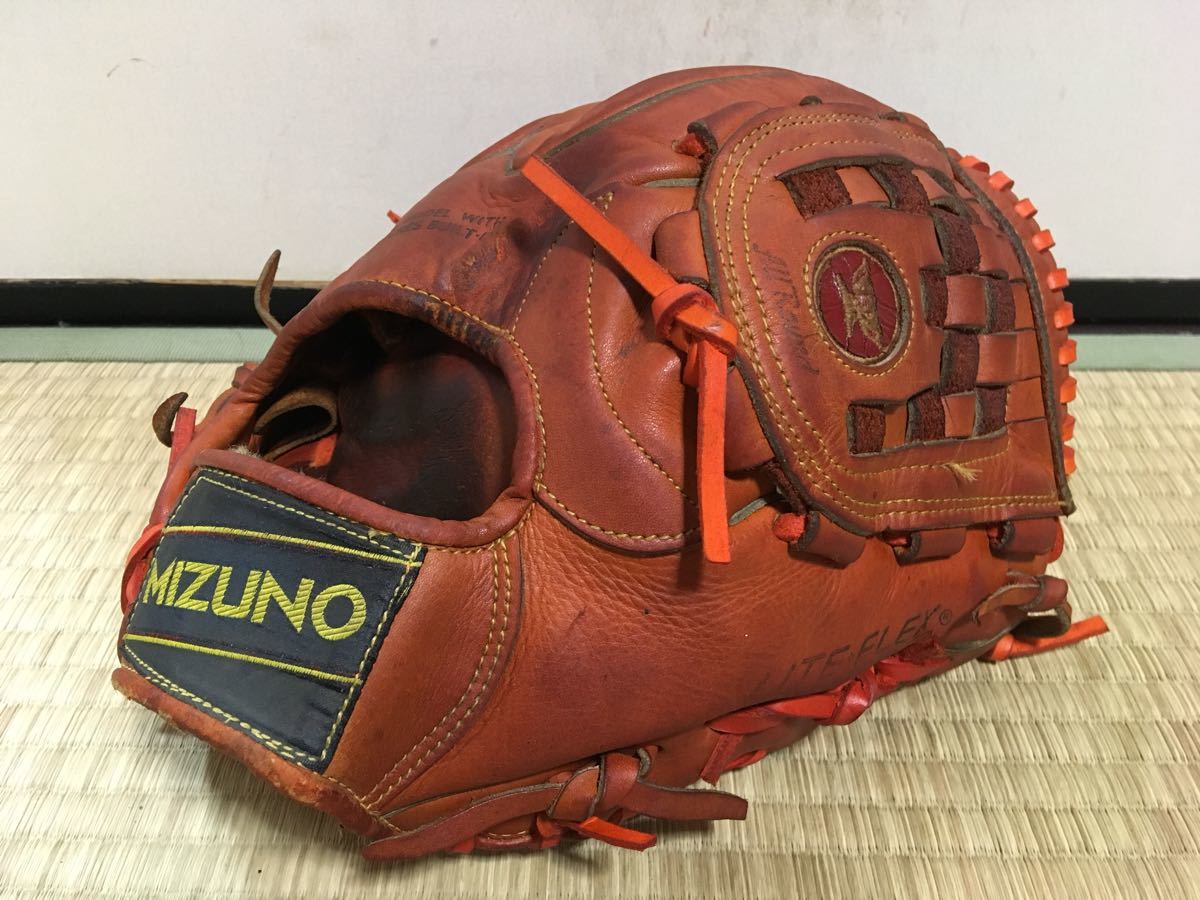当時物 ミズノ ワールドウィン 赤カップ 硬式グラブ グローブ 高田繁