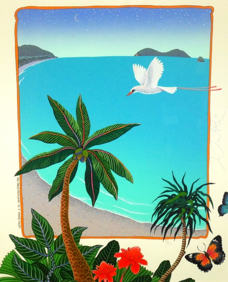 ジョアン・フック「ウポル島」シルクスクリーン 大作 直筆サイン入り