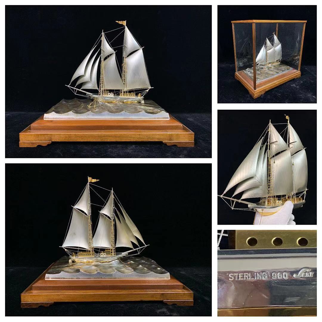 銀製刻印 銀製 シルバー 帆船 ヨット 約100g V367 GK1 銀製刻印 銀製