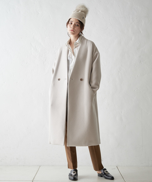 美品 Whim Gazette ウィムガゼット メリンプダブルビーバー ノーカラー