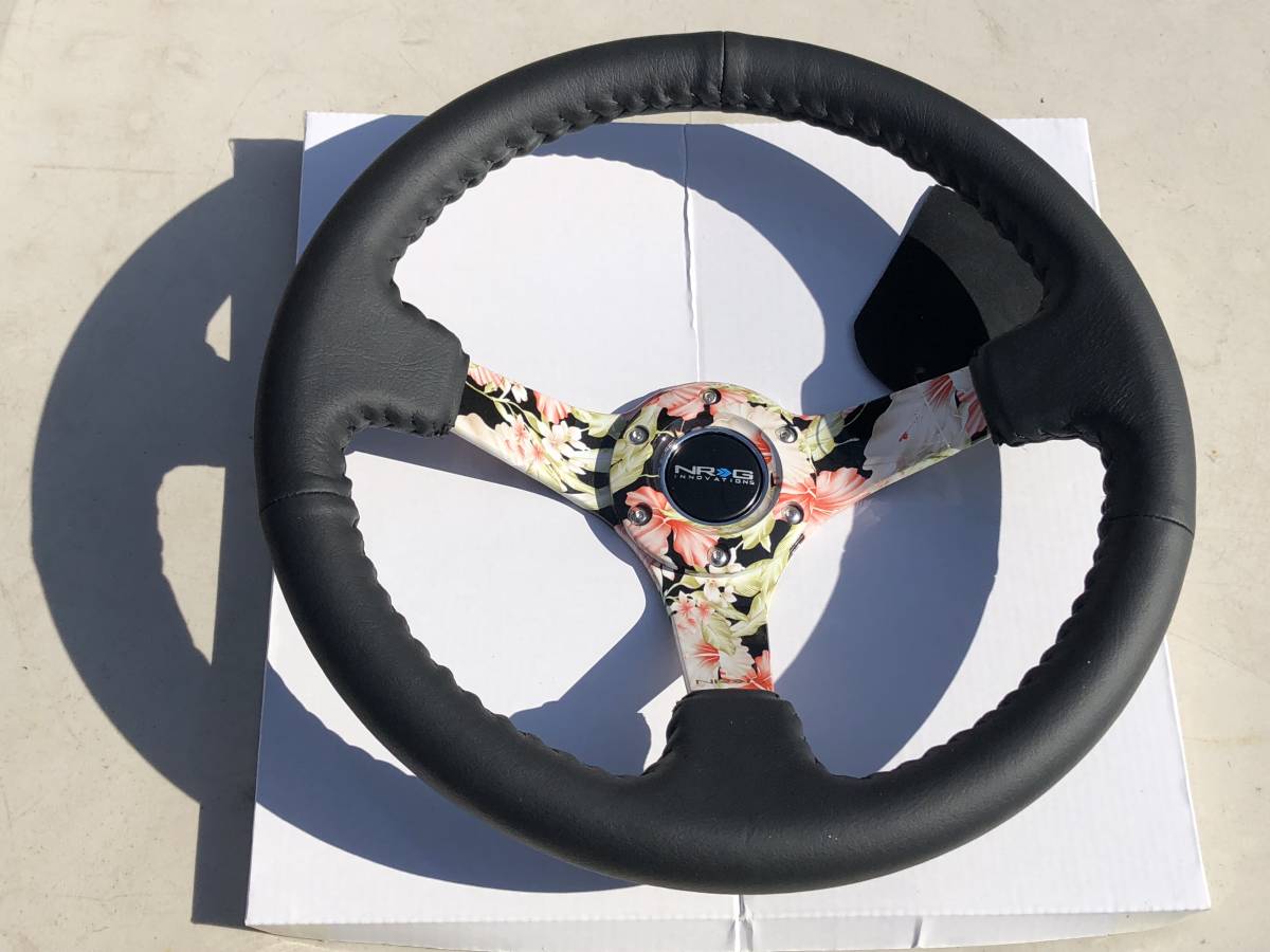 NRG ステアリングホイール フローラル 花柄 35 レザー