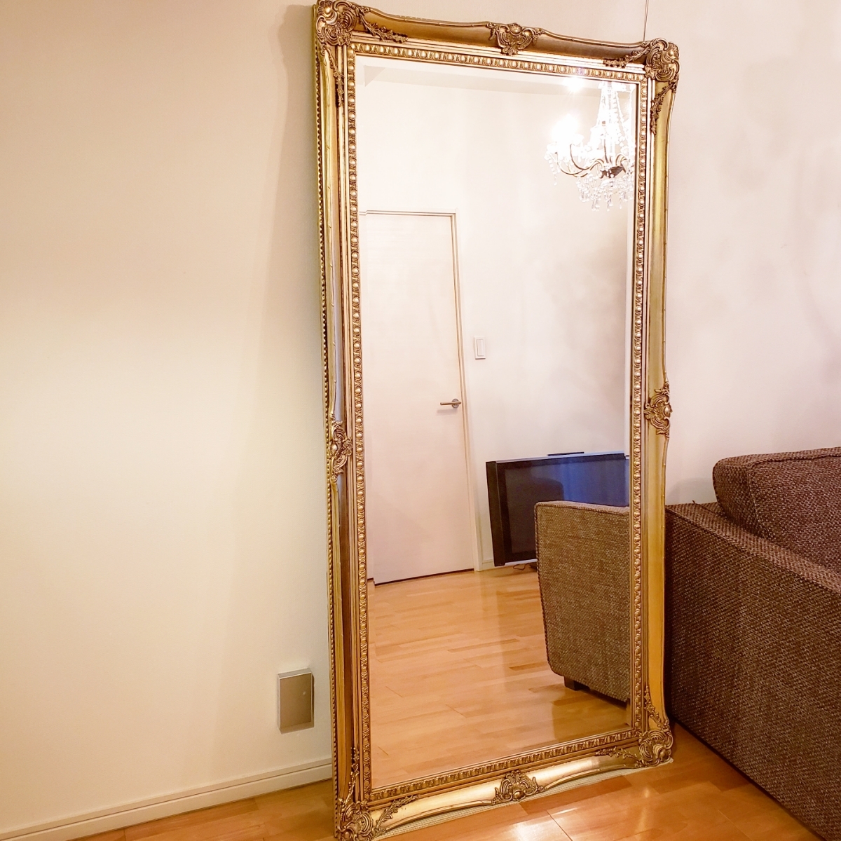 引取り限定】IKEA 特大全身鏡 アンティークゴールド 引取り限定】IKEA