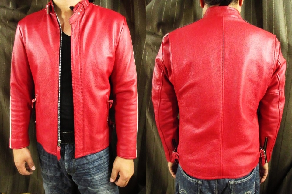 希少 Schottクラシックレーサージャケット レッド XS ラムレザー 羊革