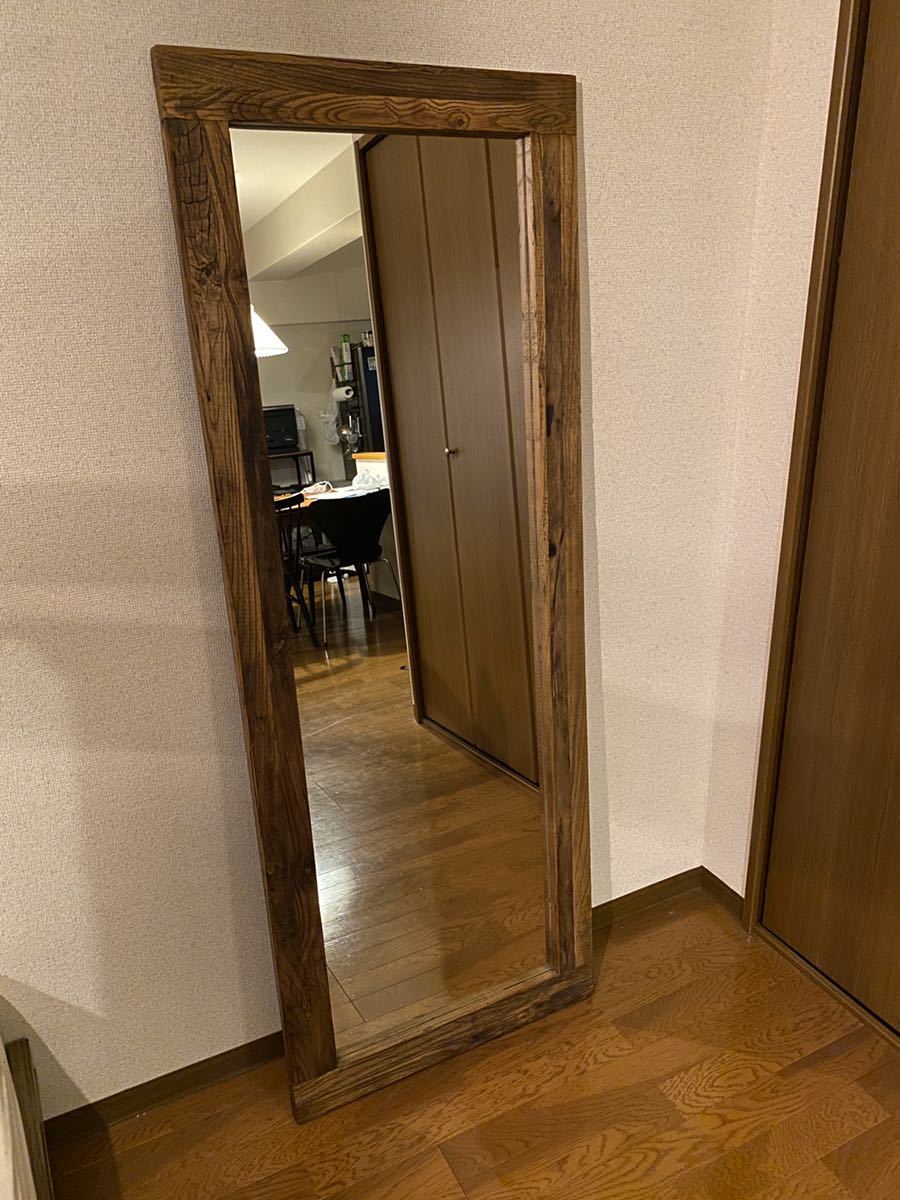 木製大型ミラー 全身鏡 姿見 ビンテージ風 インダストアル ACME