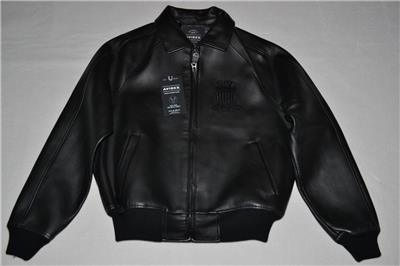 AUTHENTIC Avirex Icon Leather A1 BOMBER Jacket MENS ALL BLACK NEW