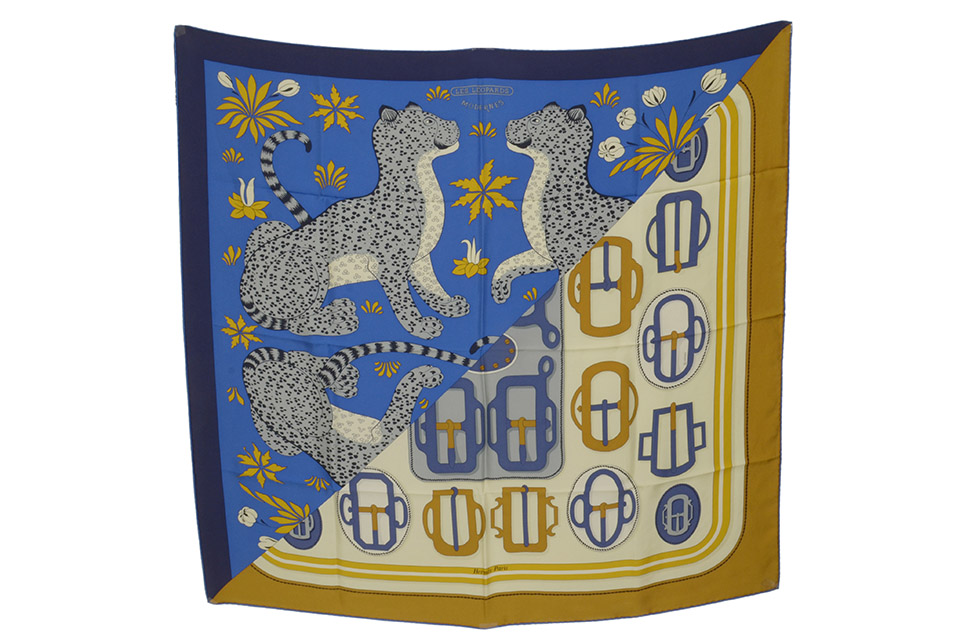 カレウォッシュ90 モダンなレオパード ブルーロイ/クリーム/ゴールド