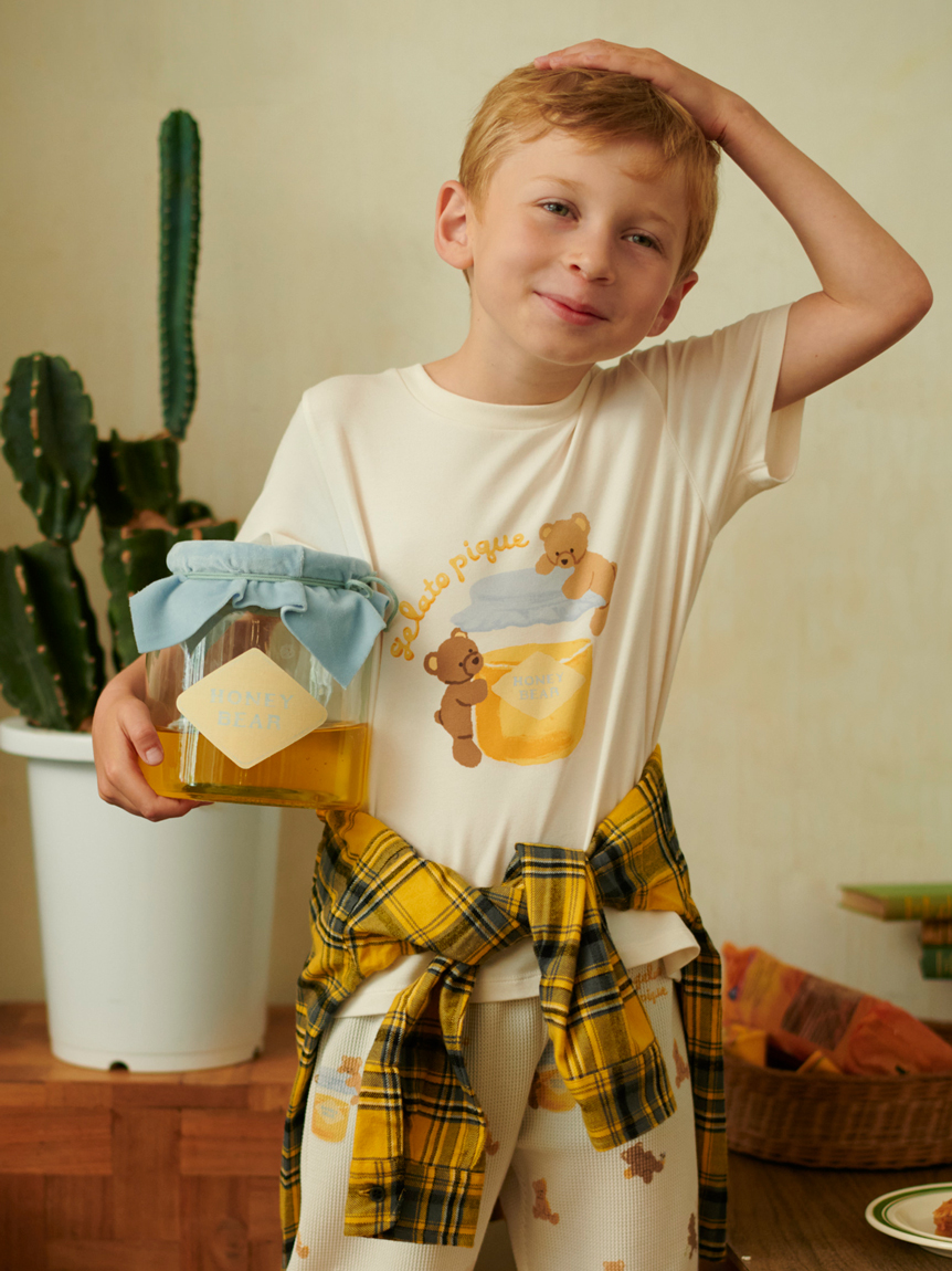 KIDS】はちみつベア柄ワンポイントTシャツ(カットソー＆Tシャツ
