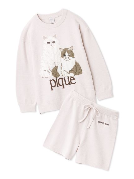 JUNIOR】エアリーモコキャットジャガードプルオーバー&ショートパンツ