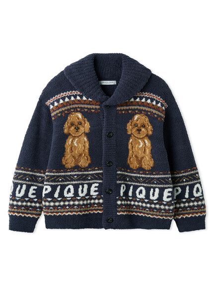 HOMME】 パウダーノルディック DOGジャガードカウチン(カーディガン