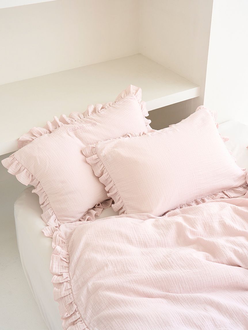 Sleep】ダブルガーゼフリル ピローケース(枕カバー)｜ルームウェア