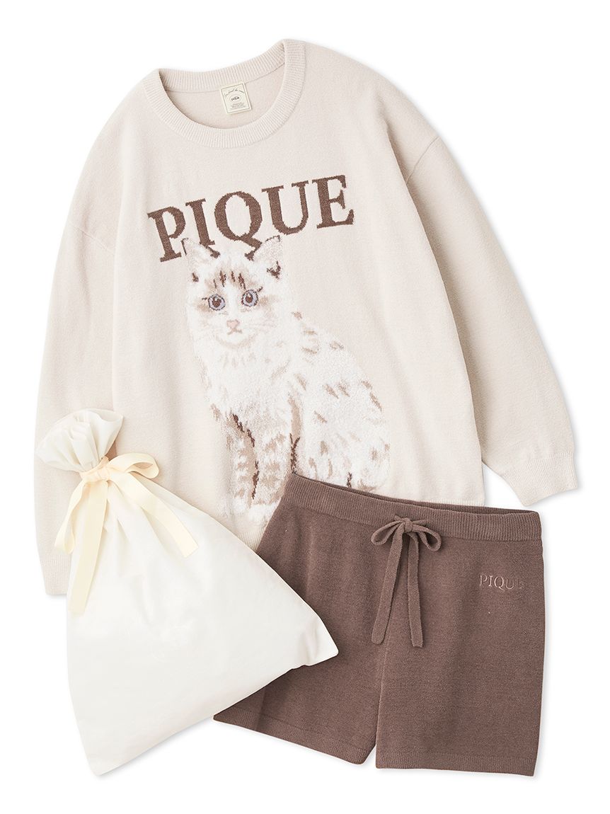 ジェラートピケ スヌーピー ジャガードプルオーバー&ショートパンツセット