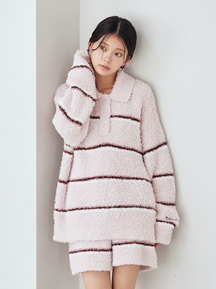 ジェラートボーダーポロ衿プルオーバー(ニットプルオーバー)｜ルーム