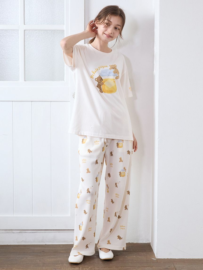 はちみつベア柄ロングパンツ(ロングパンツ)｜ルームウェア・パジャマ