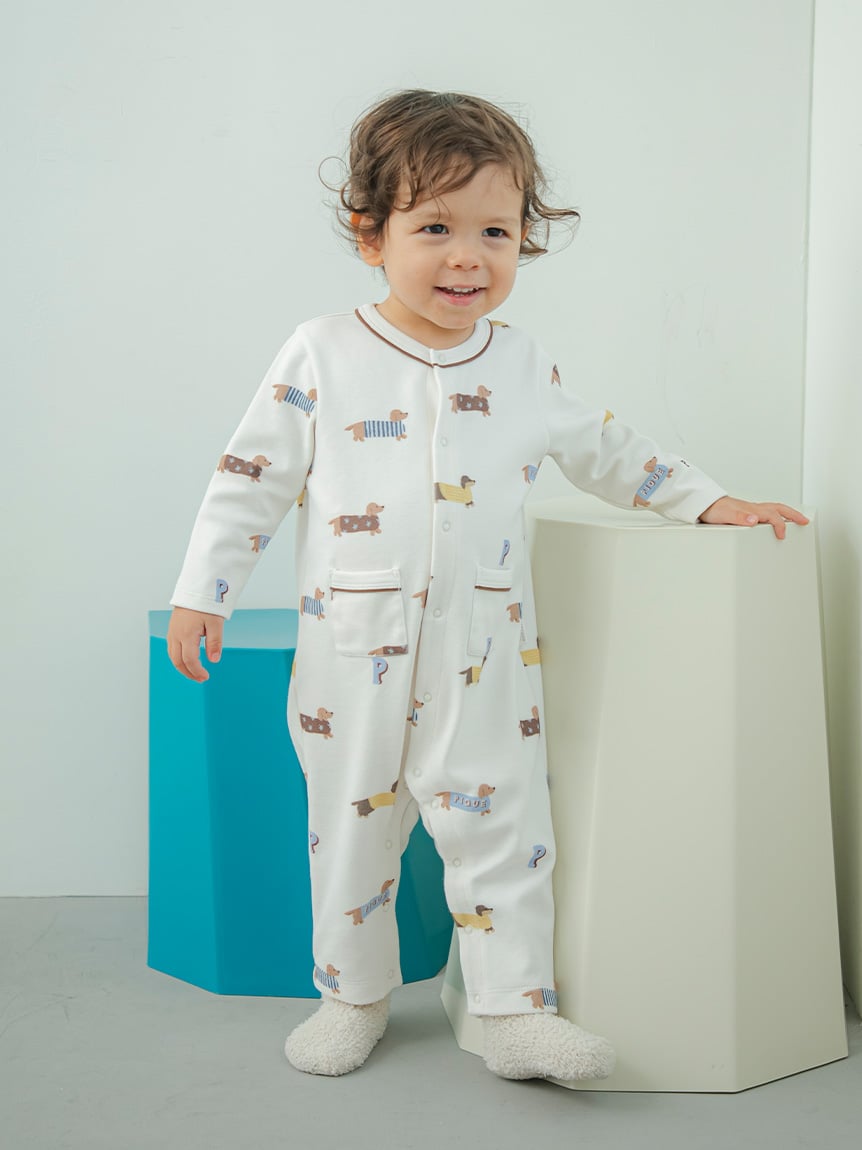 BABY】ダックスフンド柄ロンパース(ロンパース)｜ルームウェア