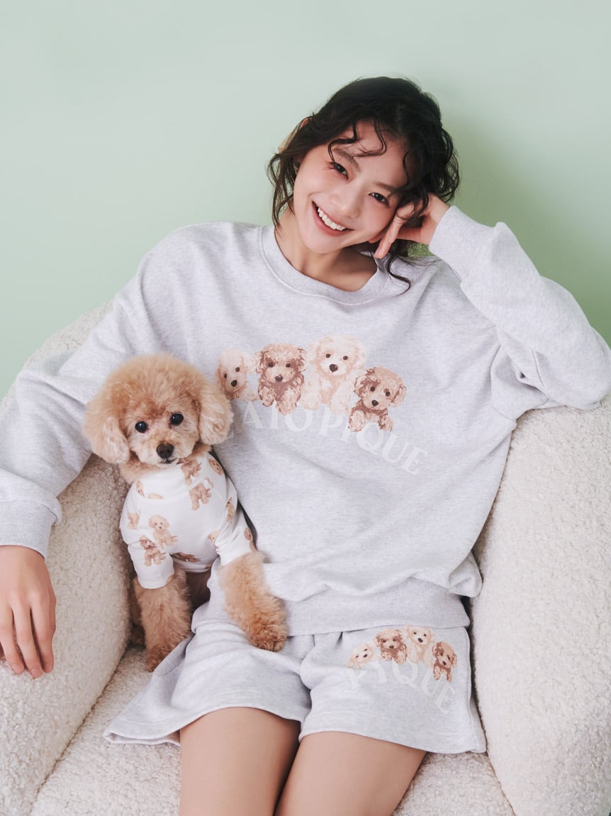 ジェラートピケ ミニワンピース ☆パウダーDOG3柄ジャガードミニ