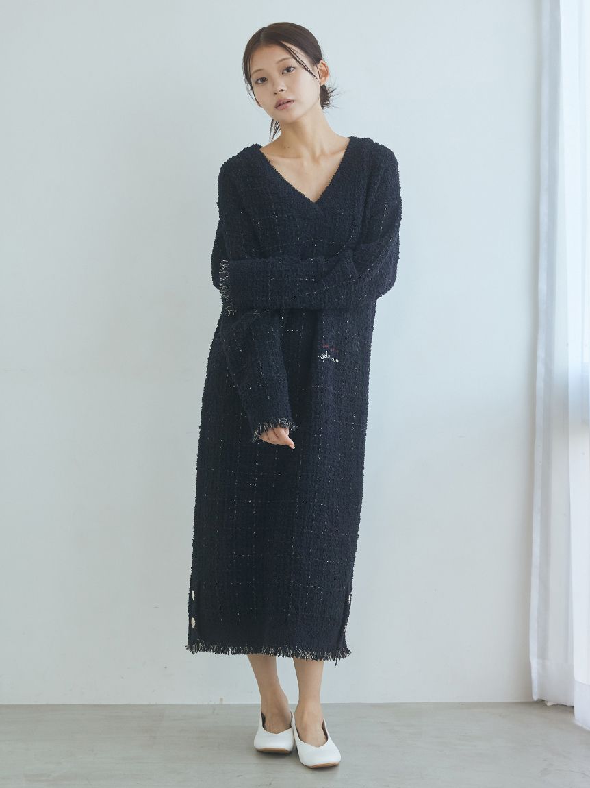 JOEL ROBUCHON】ツイードモコVネックワンピース(ワンピース)｜ルーム