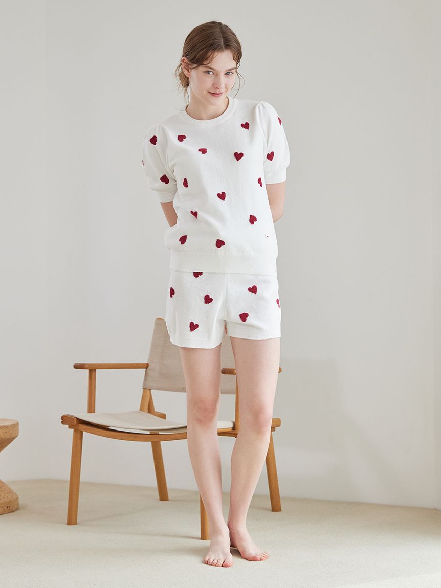 ONLINE限定】エアリーモコハートジャガードプルオーバー&ショート