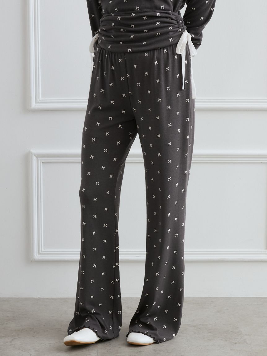 針抜きリボン柄ロングパンツ(ロングパンツ)｜ルームウェア・パジャマ
