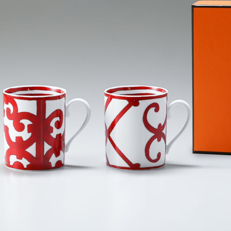 エルメス 食器 HERMES ガダルキヴィール レッド ペアマグカップ マグ