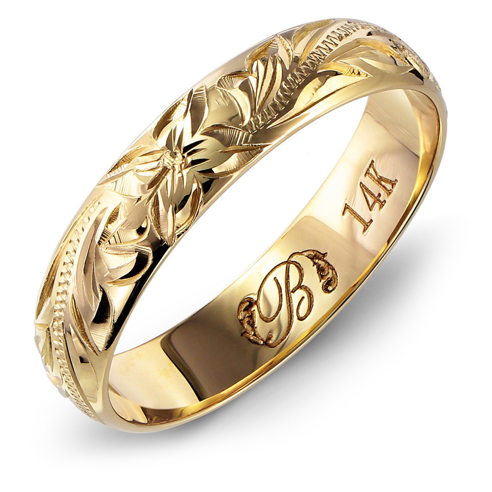 ハワイアンジュエリー リング ゴールド 刻印 無料 1号～19号 幅約4mm