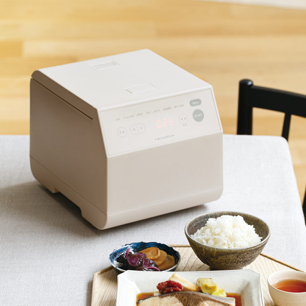 recolte レコルト クッキングライスクッカー クリームホワイト グレー