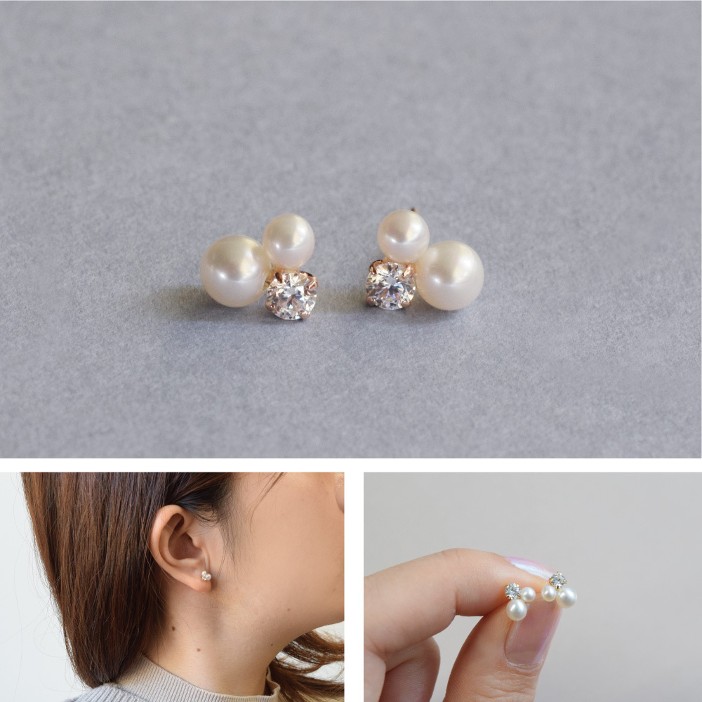 18金 パールピアス 18k K18 ピンクゴールド 淡水真珠 淡水パール 6月