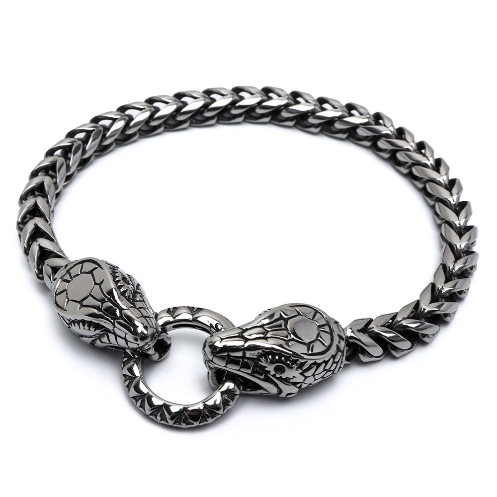 ステンレス 蛇ブレスレット スネーク シルバー ヘビーブレスレット ご