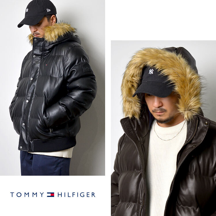 トミーヒルフィガー ダウンジャケット レザー メンズ TOMMY HILFIGER