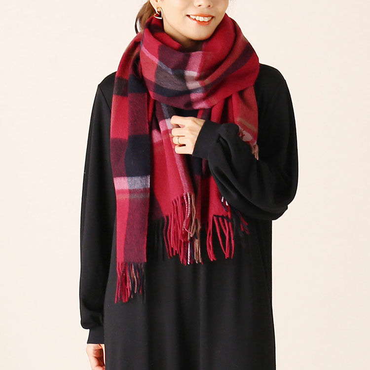 カシミヤ 100% チェック 大判 ストール レディース 200cm カシミア