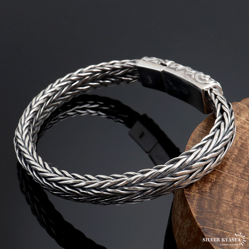 シルバー925 スカルブレスレット メンズ チェーンブレスレット 重厚