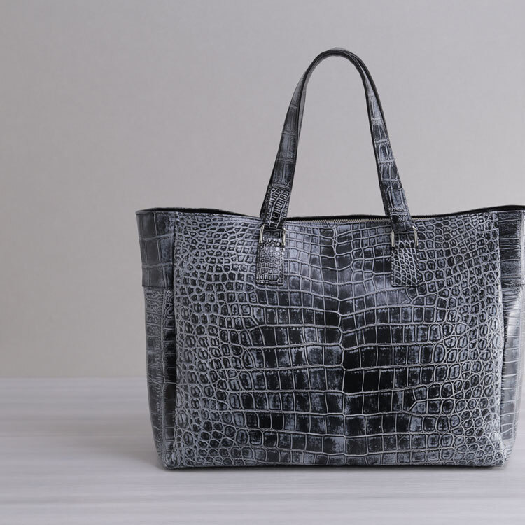 クロコダイル トートバッグ メンズ 日本製 センター取り 幅48cm 肩掛け