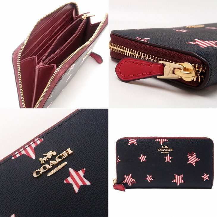 コーチ COACH 財布 レディース 長財布 ラウンドファスナー スター 星柄