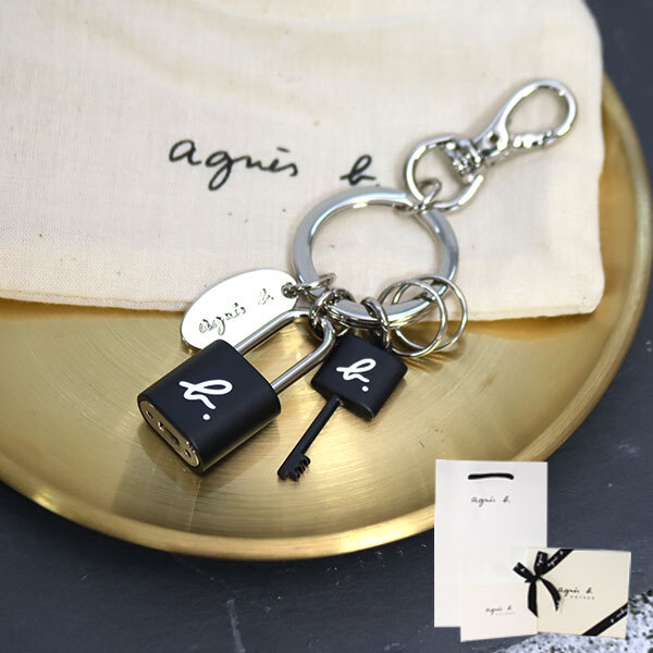 アニエスベー キーチャーム キーホルダー ロゴ ブラック NA07－01
