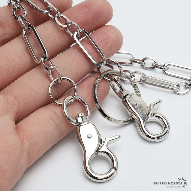 シンプル ウォレットチェーン 財布 フィガロチェーン フラットチェーン