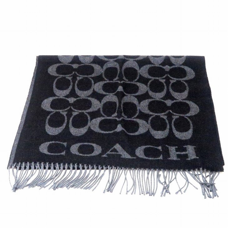コーチ COACH マフラー レディース ストール カシミヤ混 大判 ブラック
