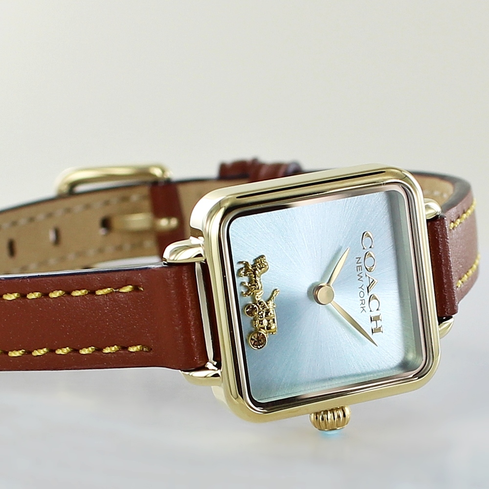 コーチ 腕時計 手表 レディース 母の日 ブルー 茶色 革ベルト CASS