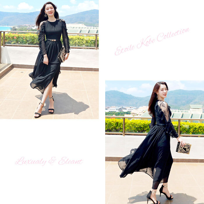 セクシーワンピース】長袖 シースルー ブラック - 【エトワール神戸