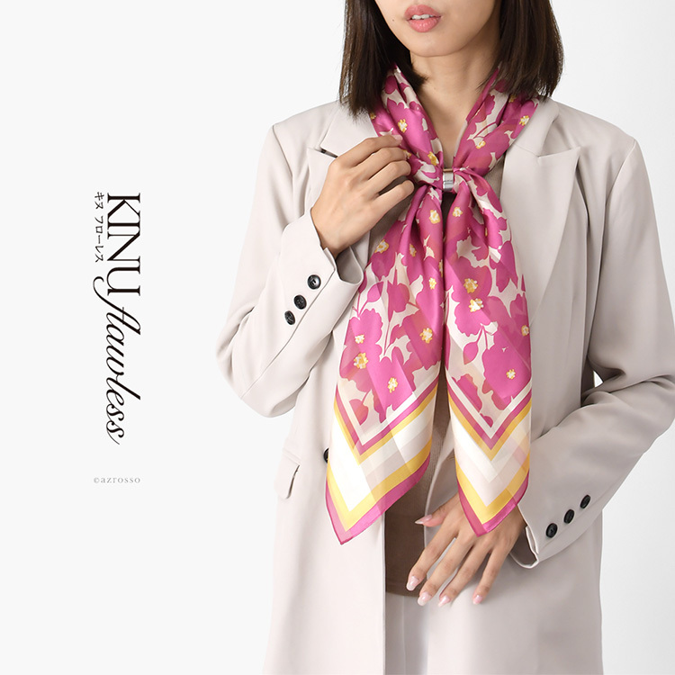 日本製 シルク スカーフ 大判 スカーフ 90×90 正方形 90cm 高級 シルク