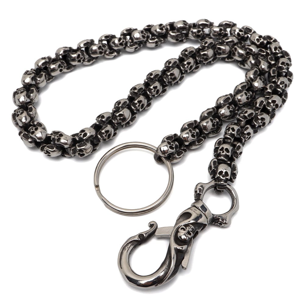 ステンレス スカル ウォレットチェーン 幅12mm 太幅 ごつめ 重厚感