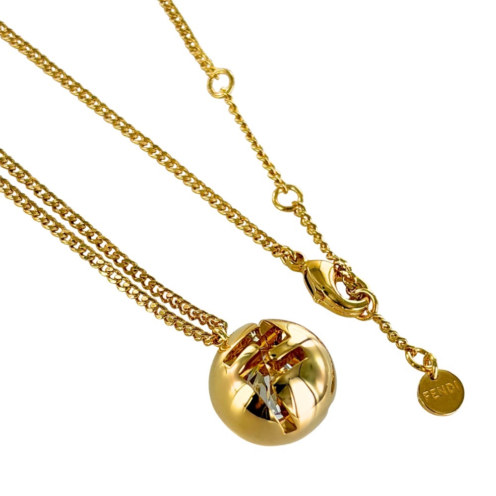 フェンディ ネックレス レディース FFロゴ ペンダント ゴールド ロング