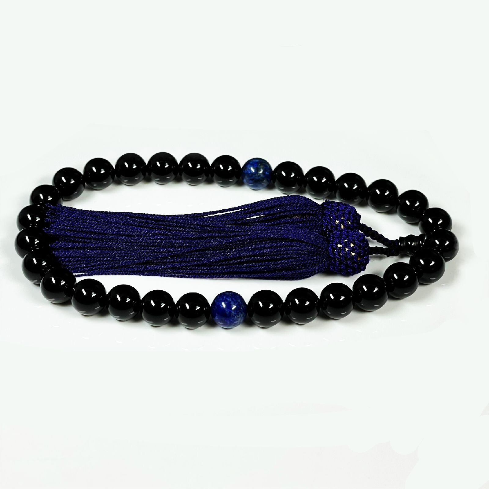 御念珠頭付房］黒瑪瑙 オニキス ラピスラズリ 仕立て 本物 天然石