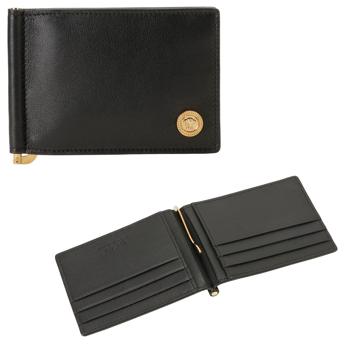 ヴェルサーチェ Versace メドゥーサ ビギー マネークリップ付 財布 二